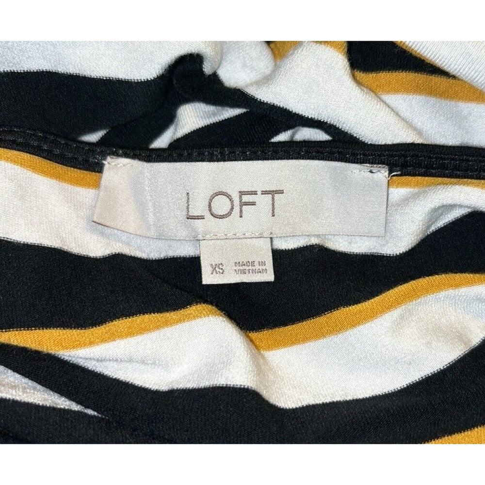 Loft Mixed Stripes Cutout Midi Dress‎ Black/Cream/Gold Size XS - Picture 7 of 7